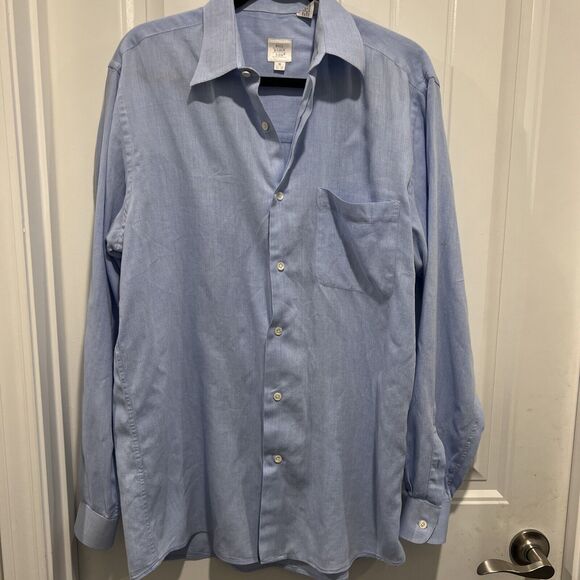 Bill Robinson men’s blue button up shirt hundred percent cotton long sleeves 16 - Picture 2 of 11